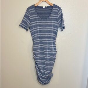 Gap Maternity Striped Blue Short Sleeve Dress